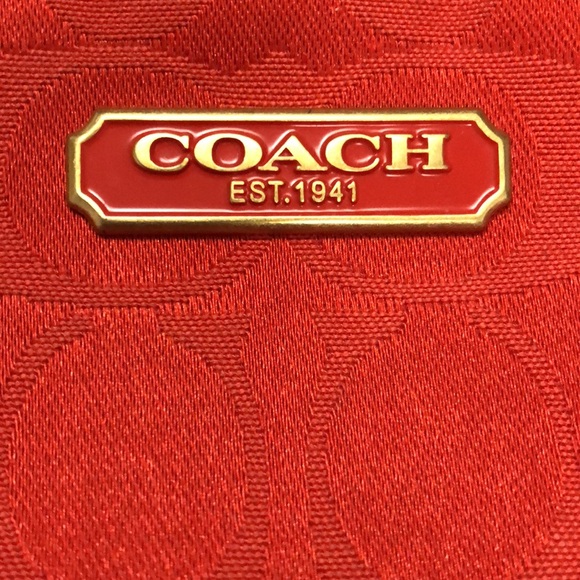 Coach/Estee Lauder red cosmetic pouch - Picture 2 of 11